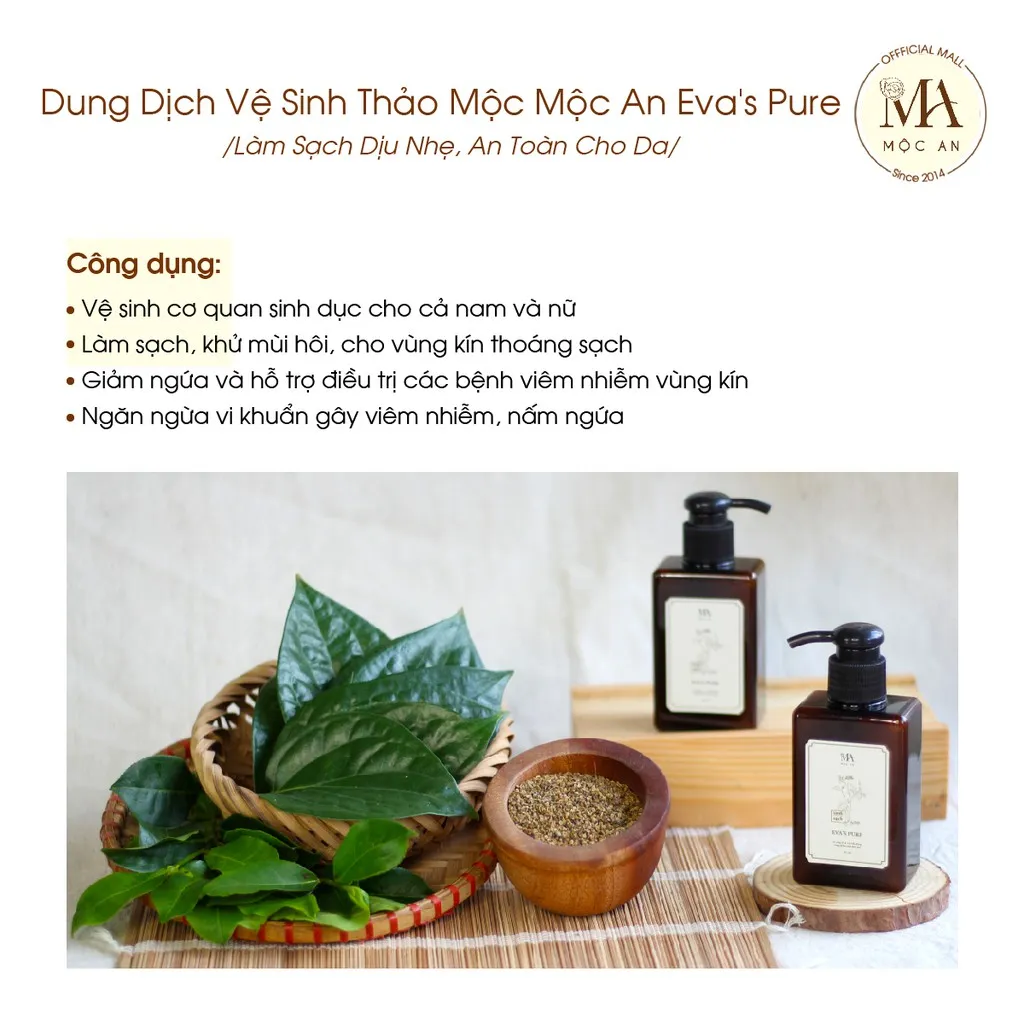 Ảnh Dung Dịch Vệ Sinh Thảo Mộc Mộc An Eva's Pure Làm Sạch Dịu Nhẹ, An Toàn Cho Da 150ml 3