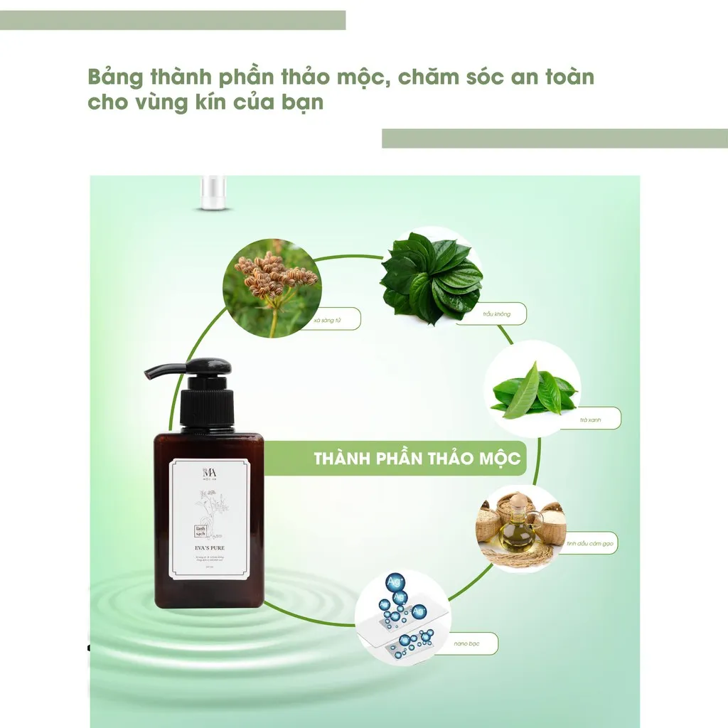 Ảnh Dung Dịch Vệ Sinh Thảo Mộc Mộc An Eva's Pure Làm Sạch Dịu Nhẹ, An Toàn Cho Da 150ml 4