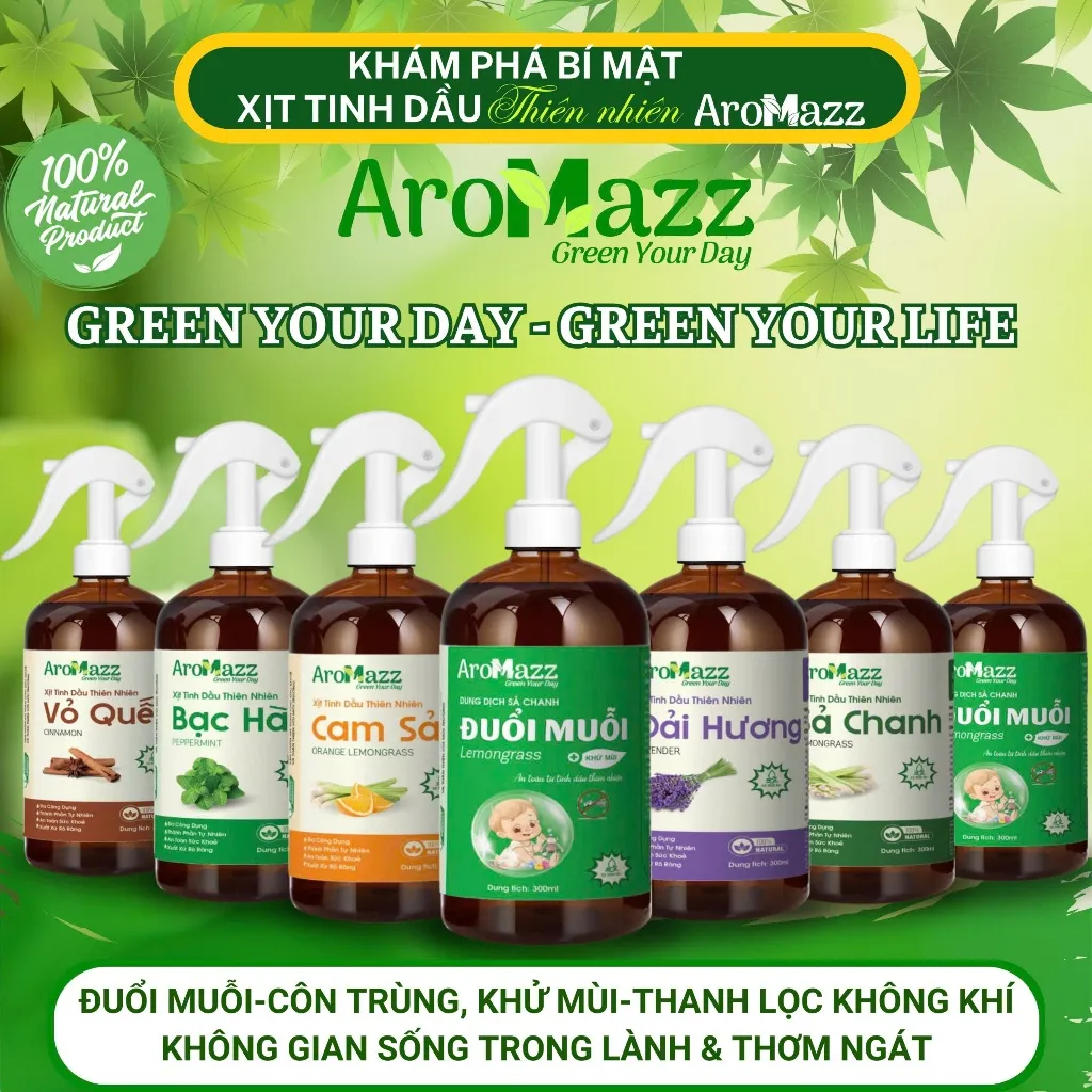 Ảnh Đuổi Muỗi Từ Tinh Dầu Sả Chanh AroMazz Xua Đuổi Côn Trùng-Kiến Ba Khoang-Khử Mùi Chai Lớn 300ml 4