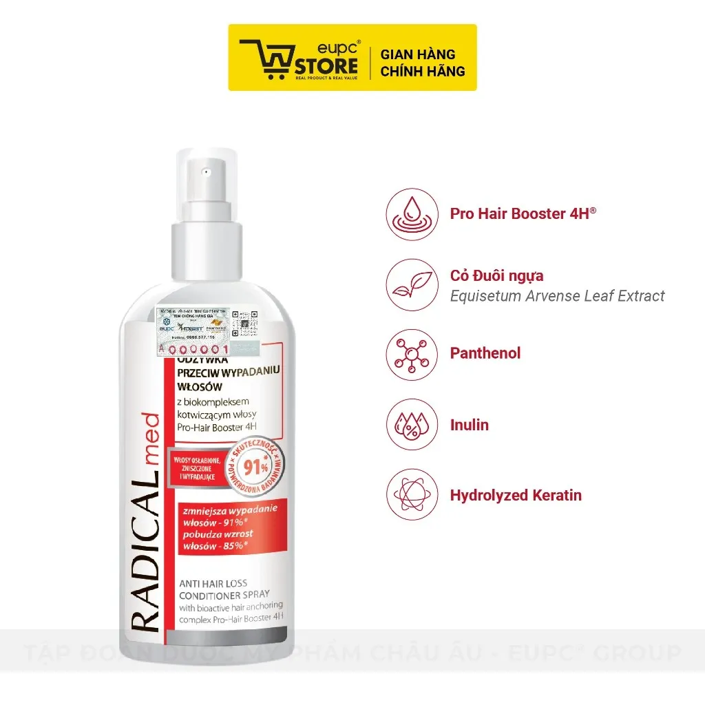 Ảnh Dưỡng Giúp Giảm Rụng Tóc Dạng Xịt Radical Med 200ml Giúp Tóc Chắc Khỏe Bồng Bềnh EUPC STORE 1