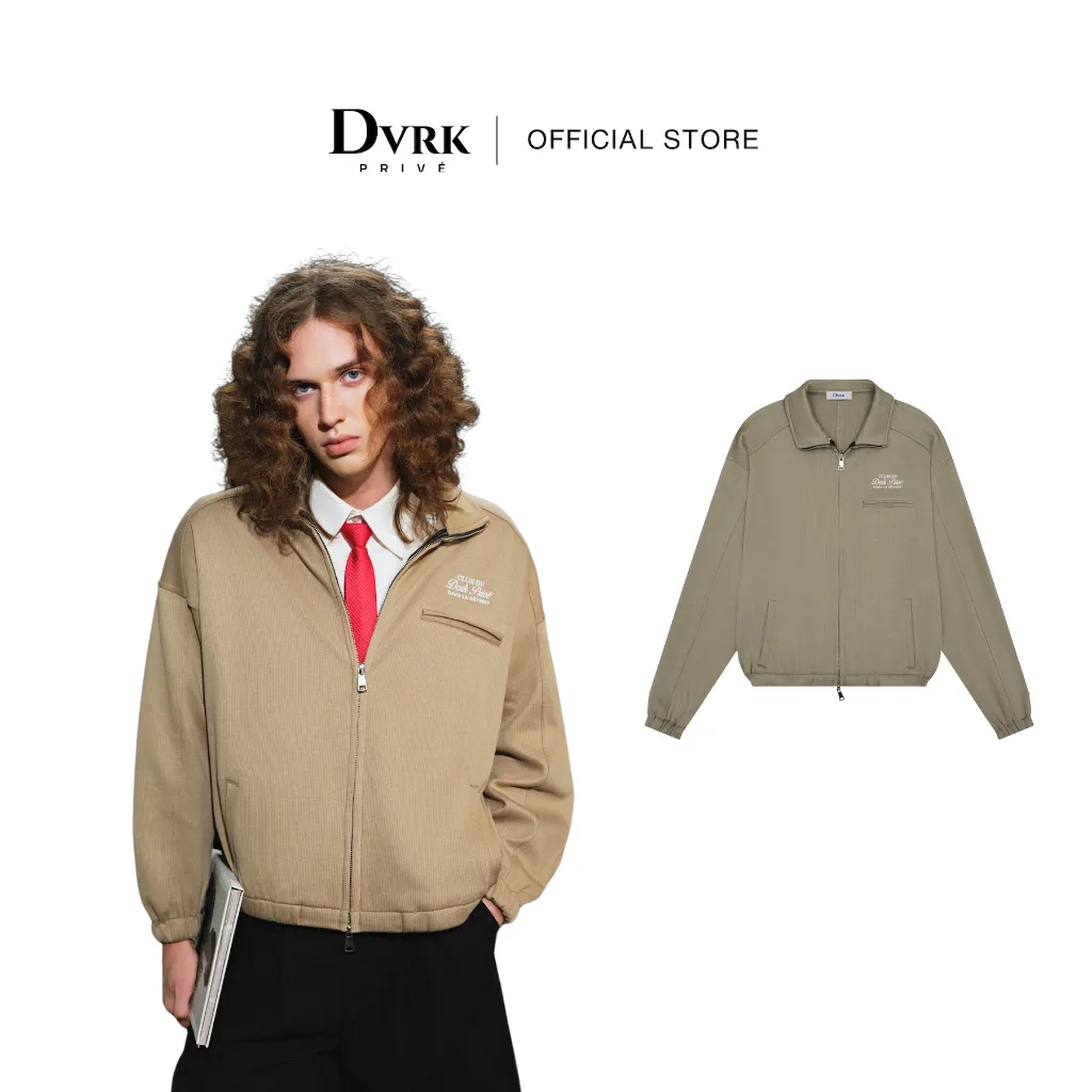 Ảnh DVRK - Áo Khoác Dệt Kim Khóa Kéo Thêu Logo Privé Rêverie Màu Mocha -DVRK-25S 1