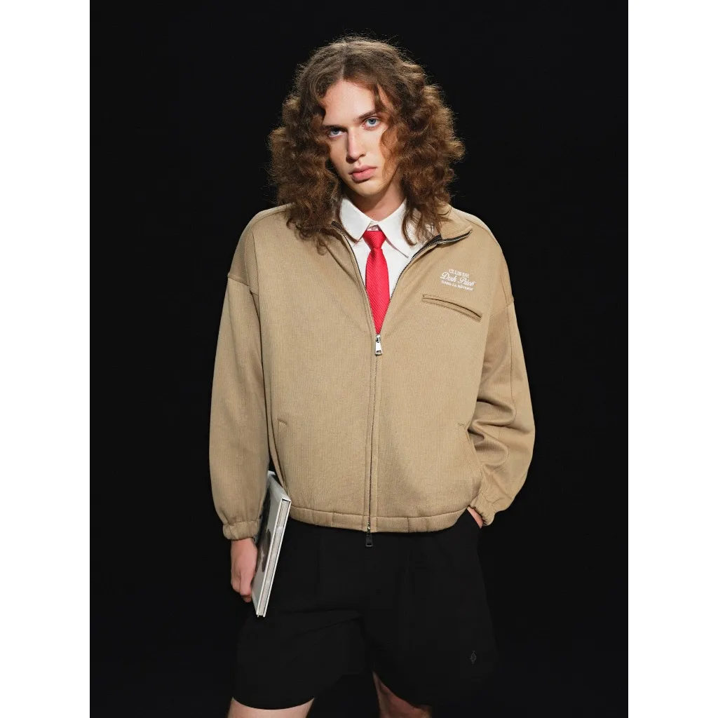 Ảnh DVRK - Áo Khoác Dệt Kim Khóa Kéo Thêu Logo Privé Rêverie Màu Mocha -DVRK-25S 4