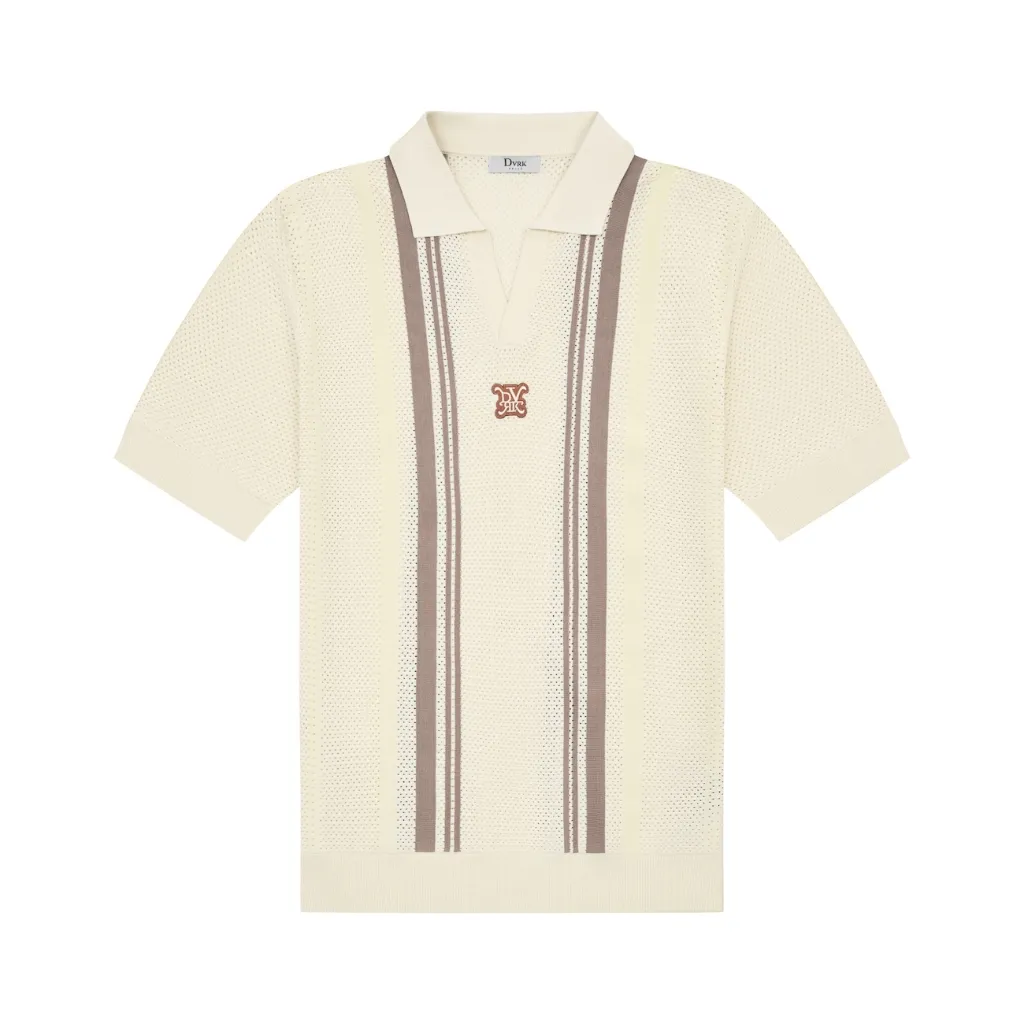Ảnh DVRK - Áo Polo Dệt Kim Pointelle Màu Kem Sọc Nâu- DVRK-24F 1