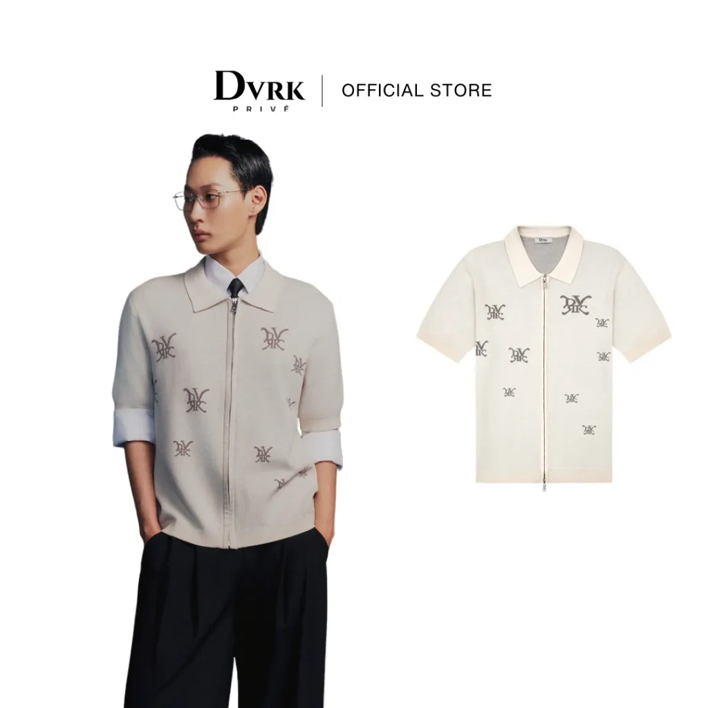 Ảnh DVRK - Áo Sơ Mi Tay Ngắn Dệt Kim Có Khóa Kéo Multi Logo- DVRK-24F 1