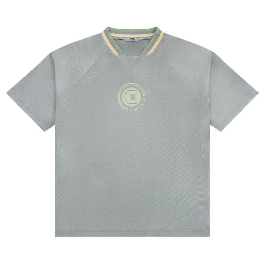 Ảnh DVRK - Áo Thun Baseball Tay Ngắn Cổ Sọc Form Loose Màu Xám-DVRK-25R 1