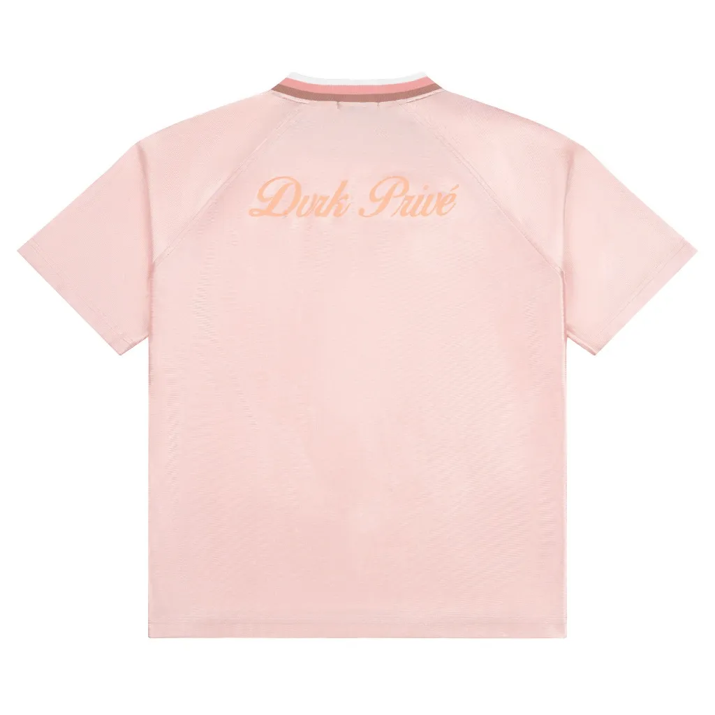 Ảnh DVRK - Áo Thun Baseball Tay Ngắn Cổ Sọc Form Loose Màu Hồng-DVRK-25R 2