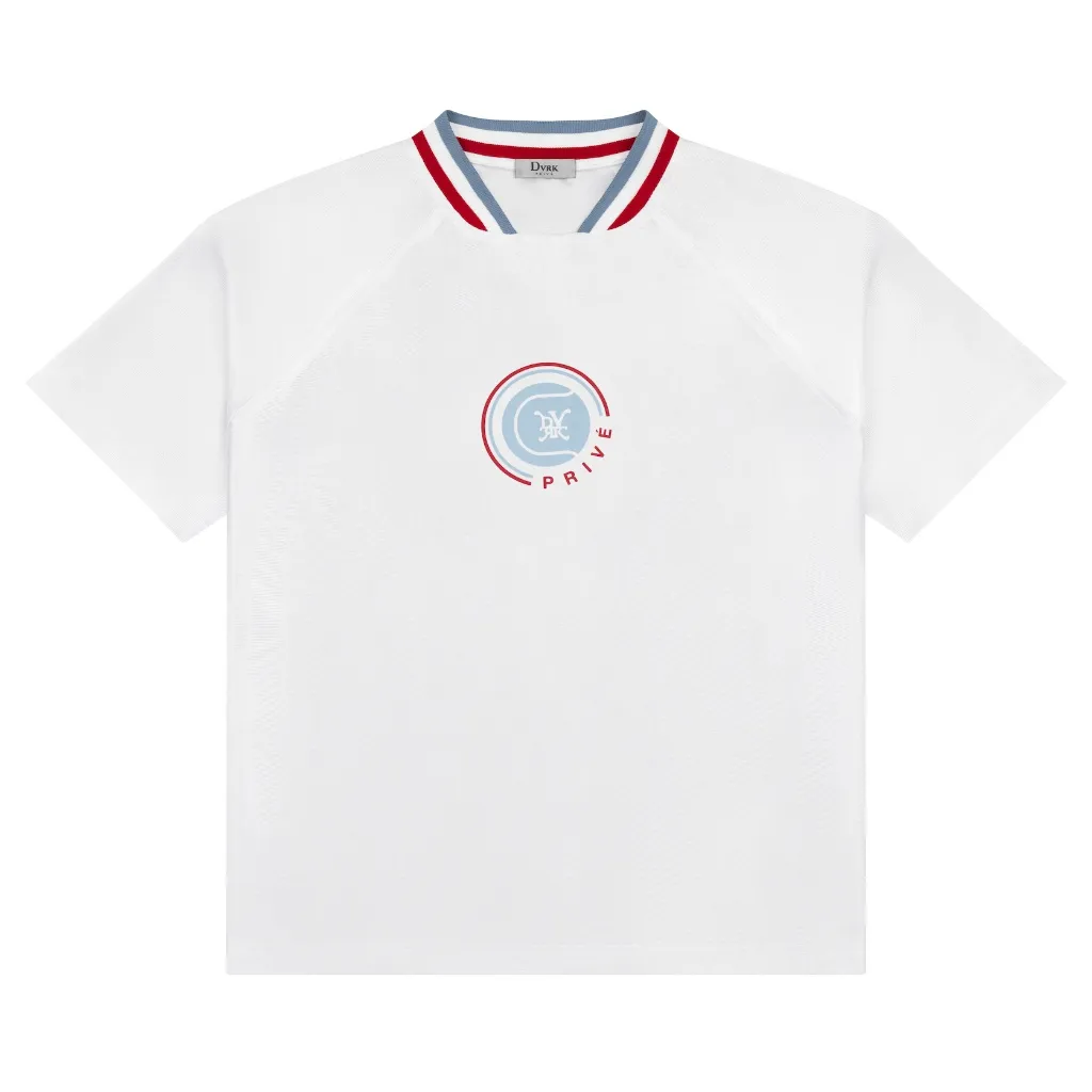 Ảnh DVRK - Áo Thun Baseball Tay Ngắn Cổ Sọc Form Loose Màu Trắng-DVRK-25R 1