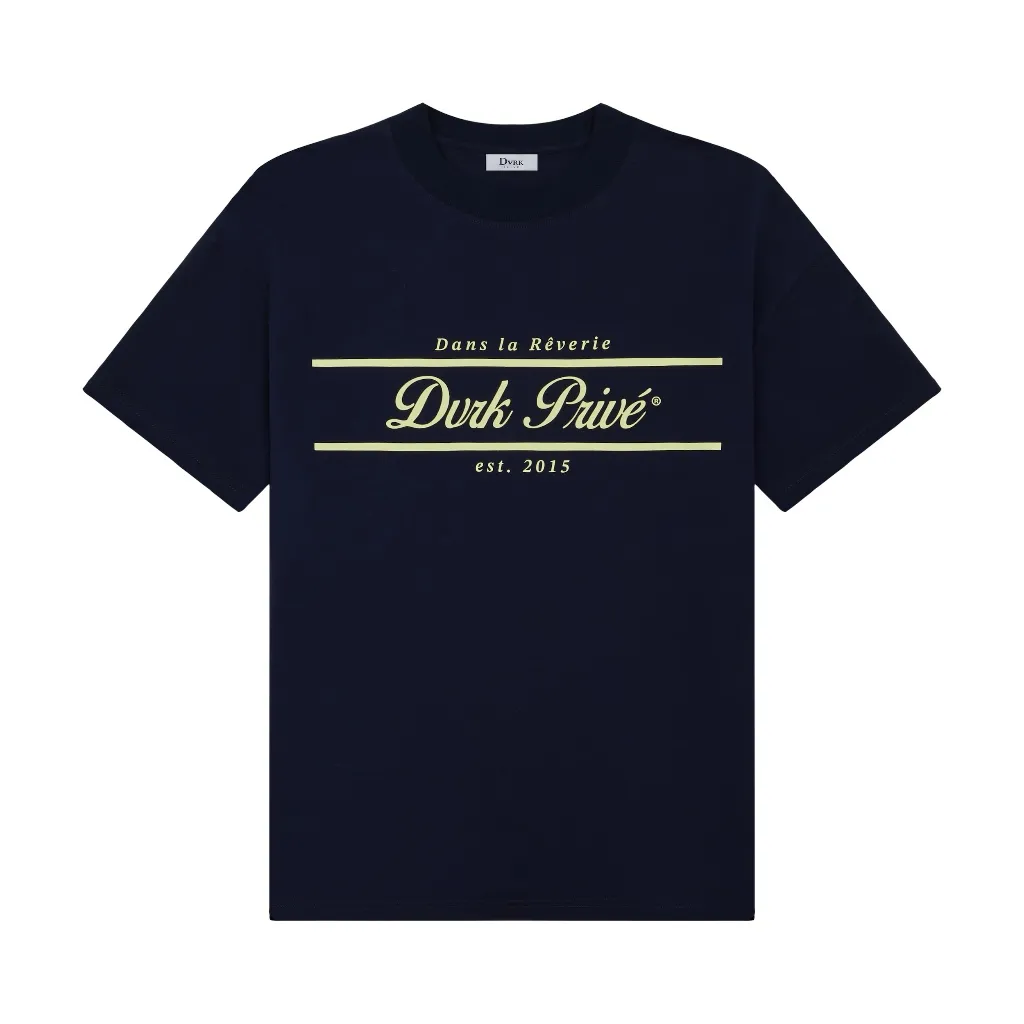 Ảnh DVRK - Áo Thun Tay Ngắn Form Boxy In Logo Rêverie Sọc Màu Xanh Midnight Blue-DVRK-25S 2