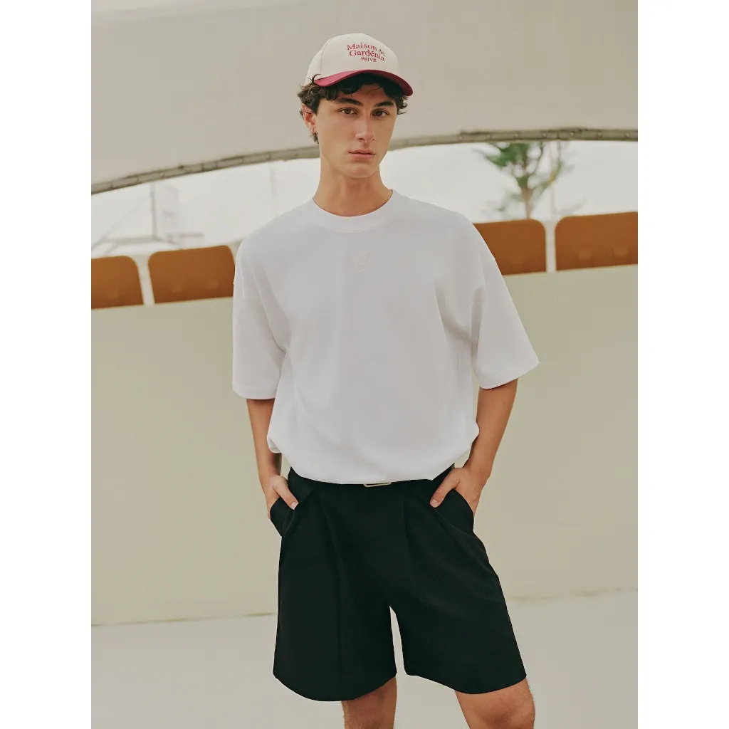 Ảnh DVRK - Áo Thun Trơn Basic Boxy Fit Thêu Logo Màu Trắng-DVRK-24FW 3
