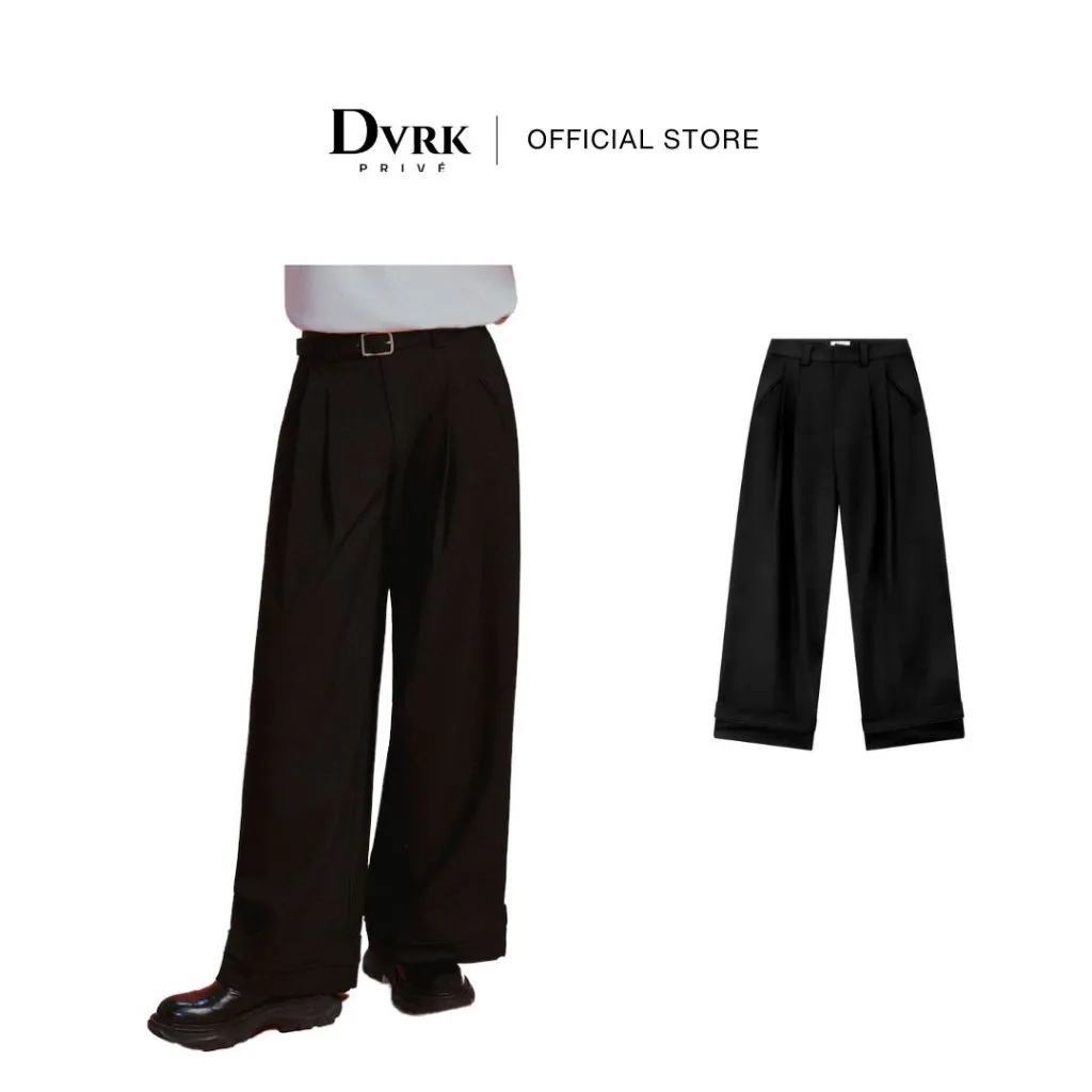 Ảnh DVRK - Quần Tây Ống Rộng Xếp Ly Thêu Logo Màu Đen-DVRK-24F 1
