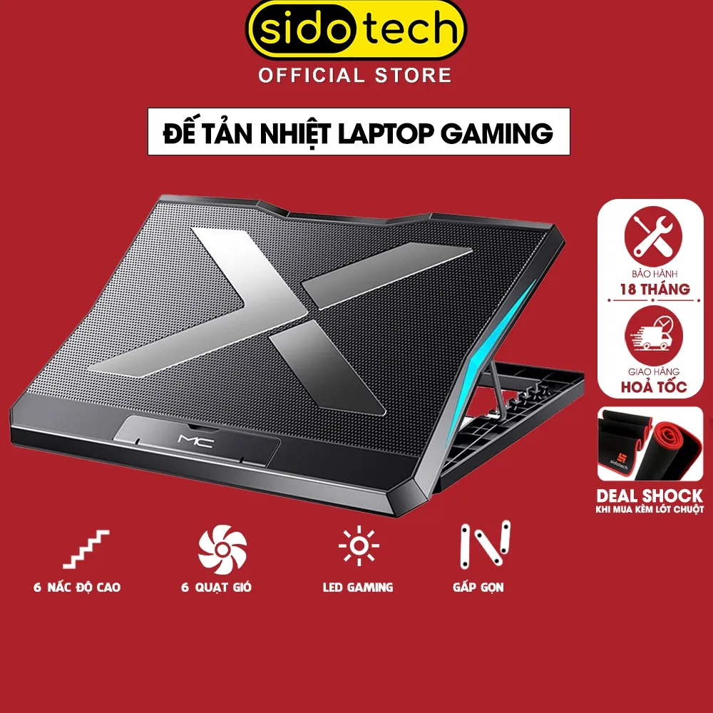 Đế Tản Nhiệt Laptop Sidotech Q3 (6 Quạt) - Làm Mát Siêu Tốc, Chống Ồn