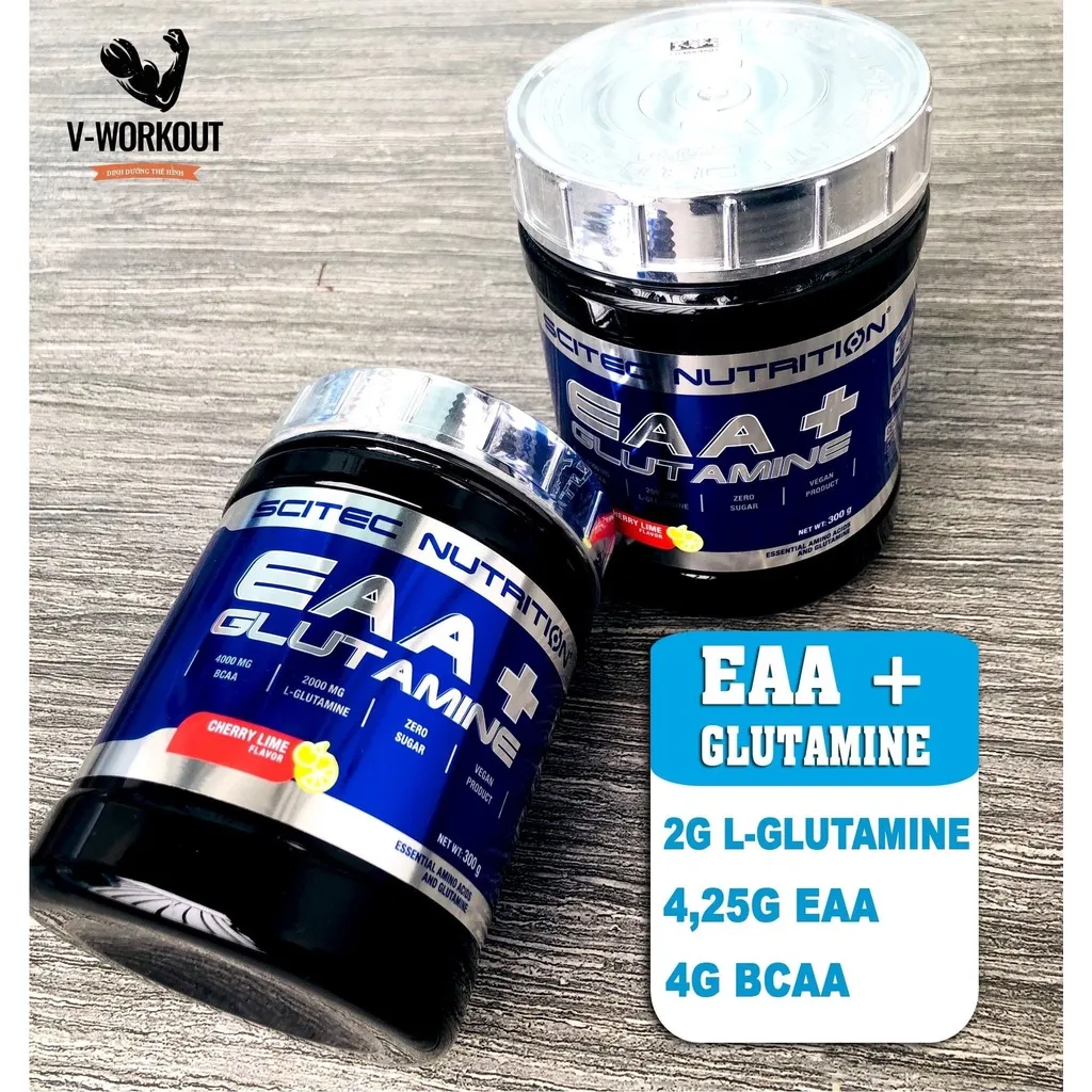 Ảnh EAA | EAA + GLUTAMINE - CHERRY LIME FLAVOUR 300G- 33sv | Phục Hồi, chống dị hóa và phát triển cơ bắp | SCITEC NUTRITION 1