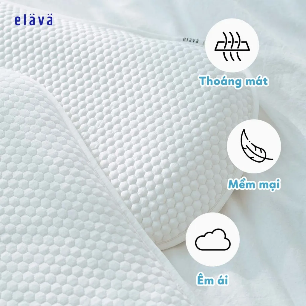 Ảnh Elava Gối ngủ thoáng khí mềm mại, đàn hồi, nâng đỡ đầu và giúp bé ngủ ngon (tặng kèm vỏ gối) 2