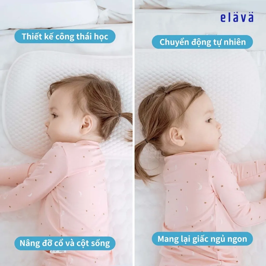 Ảnh Elava Gối ngủ thoáng khí mềm mại, đàn hồi, nâng đỡ đầu và giúp bé ngủ ngon (tặng kèm vỏ gối) 3