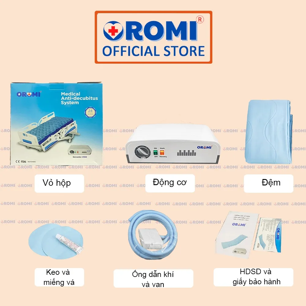 Ảnh Đệm hơi chống loét OROMI HF608 - Nệm chống hăm, hoại tử 2 chế độ (Có van ngắt luân chuyển) 2