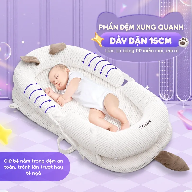 Ảnh Đệm ngủ mèo trắng Chilux - Định hình tư thế nằm khoa học, hỗ trợ bé ngủ ngon 3