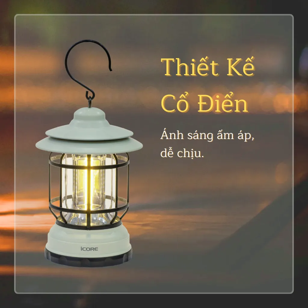 Ảnh Đèn Đa Năng cắm trại iCore MPL69 Camping Kiểu Cổ Điển dã ngoại chống nước pin AA - Hàng chính hãng 3