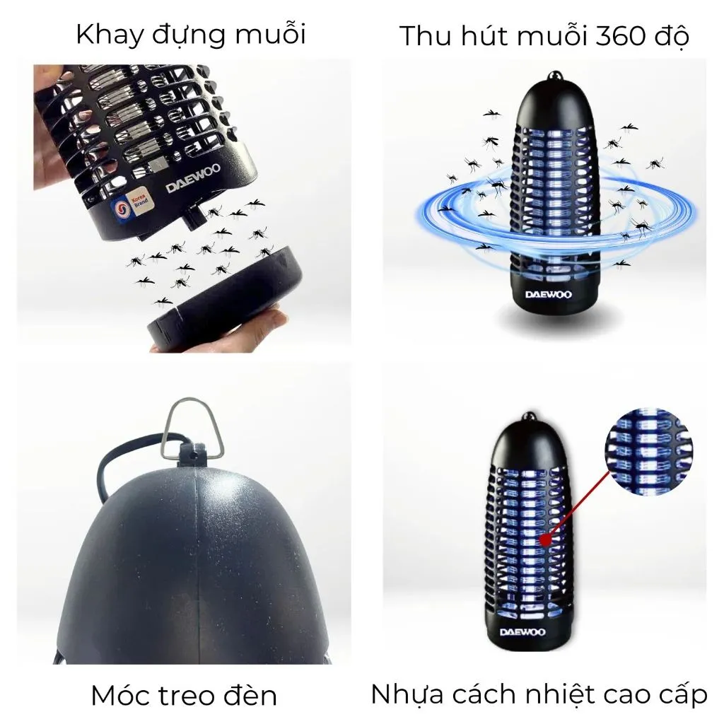 Ảnh Đèn bắt muỗi Daewoo ánh sáng xanh thu hút côn trùng DWIK-780 an toàn, công suất 6W, tiết kiệm điện năng, BH 1 năm 3