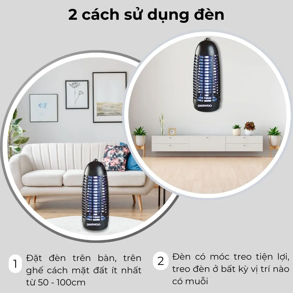Ảnh Đèn bắt muỗi Daewoo ánh sáng xanh thu hút côn trùng DWIK-780 an toàn, công suất 6W, tiết kiệm điện năng, BH 1 năm 4