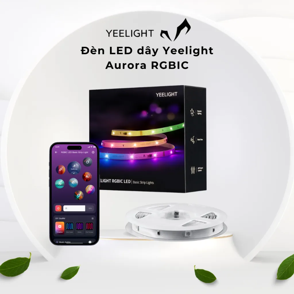 Ảnh Đèn led dây Yeelight Aurora RGBIC, tùy chỉnh 16 triệu màu, đồng bộ âm nhạc, kết nối APP Yeelight 1