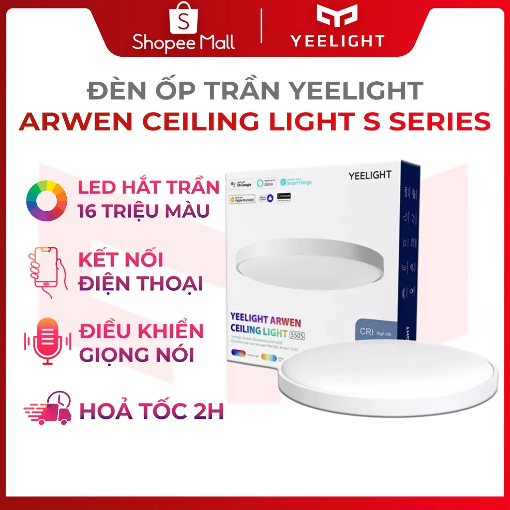 Ảnh Đèn Led Ốp Trần Thông Minh Yeelight Arwen S450 và S550 - 50W Led RGB - Hỗ trợ Homekit - BH 12 Tháng 1