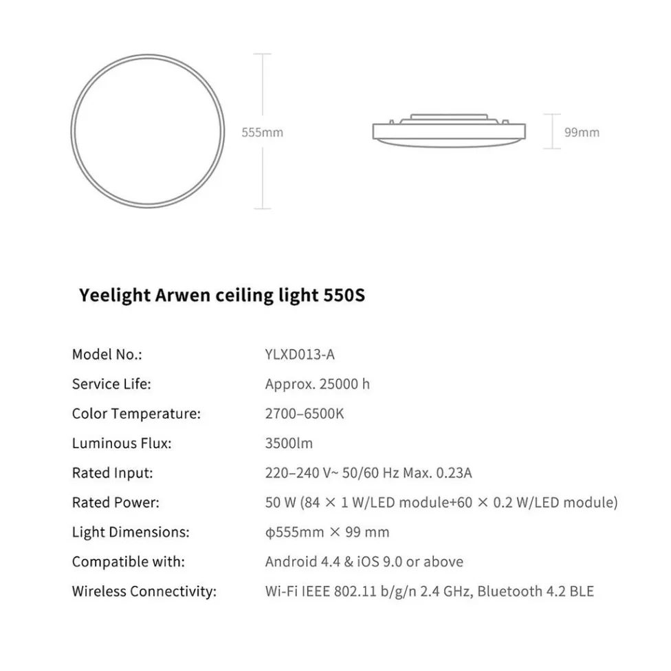 Ảnh Đèn Led Ốp Trần Thông Minh Yeelight Arwen S450 và S550 - 50W Led RGB - Hỗ trợ Homekit - BH 12 Tháng 3