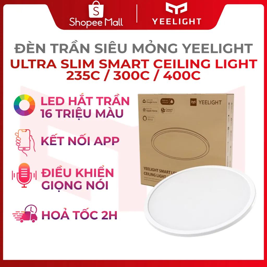 Ảnh Đèn led ốp trần trang trí Yeelight 235C/300C/400C, hắt trần RGB, chế độ ánh trăng, mặt trời, bóng râm, tích hợp Homekit 1