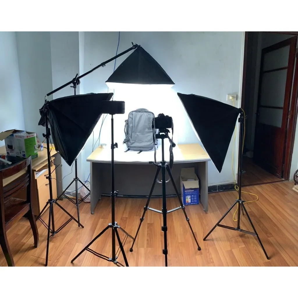 Ảnh Đèn Studio Chụp ảnh, Quay phim, Livestream Chuyên Nghiệp, Cao 2m1 Softbox 50x70cm - HOLOCOM 2