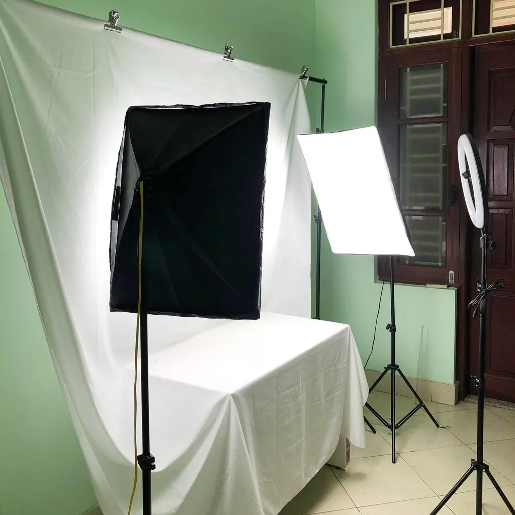 Ảnh Đèn Studio Chụp ảnh, Quay phim, Livestream Chuyên Nghiệp, Cao 2m1 Softbox 50x70cm - HOLOCOM 4