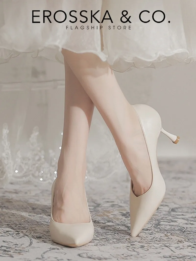 Ảnh Erosska _ Giày cao gót mũi nhọn thời trang gót cao màu đen _ EP010 3