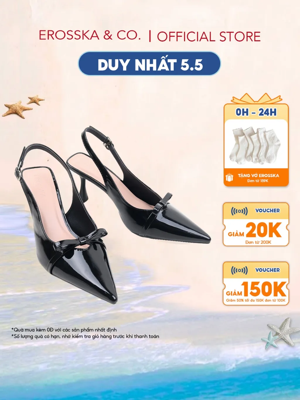 Ảnh Erosska - Giày cao gót nữ mũi nhọn phối nơ kiểu dáng thanh lịch sang trọng màu đen cao 8cm  - EH044 1