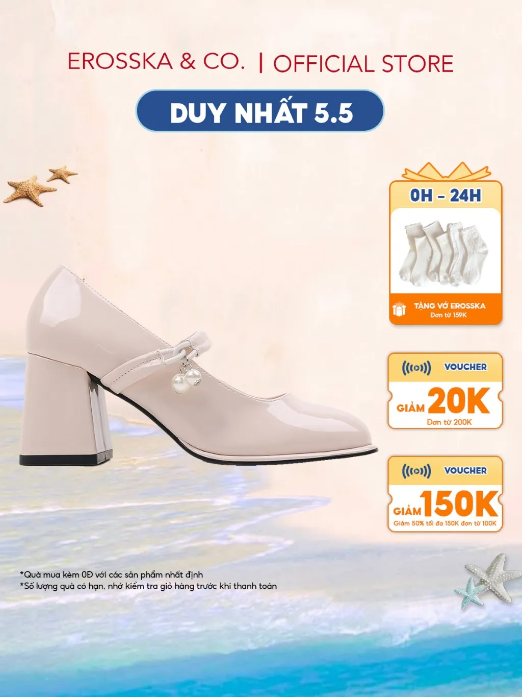 Đánh Giá Chi Tiết Giày Cao Gót Erosska EP017 Mũi Tròn Đính Ngọc 7cm Màu Kem