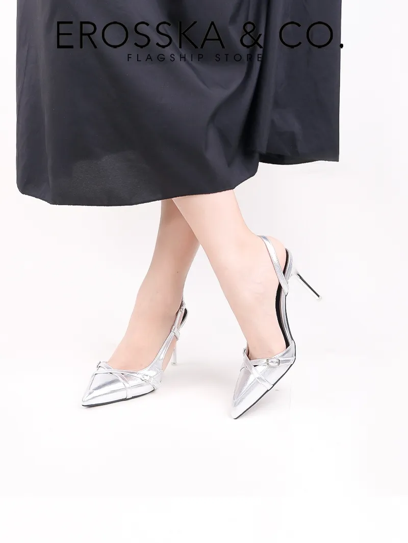 Ảnh Erosska - Giày cao gót nữ mũi nhọn phối dây đan chéo cách điệu phối khóa cao 10cm - EH046 3
