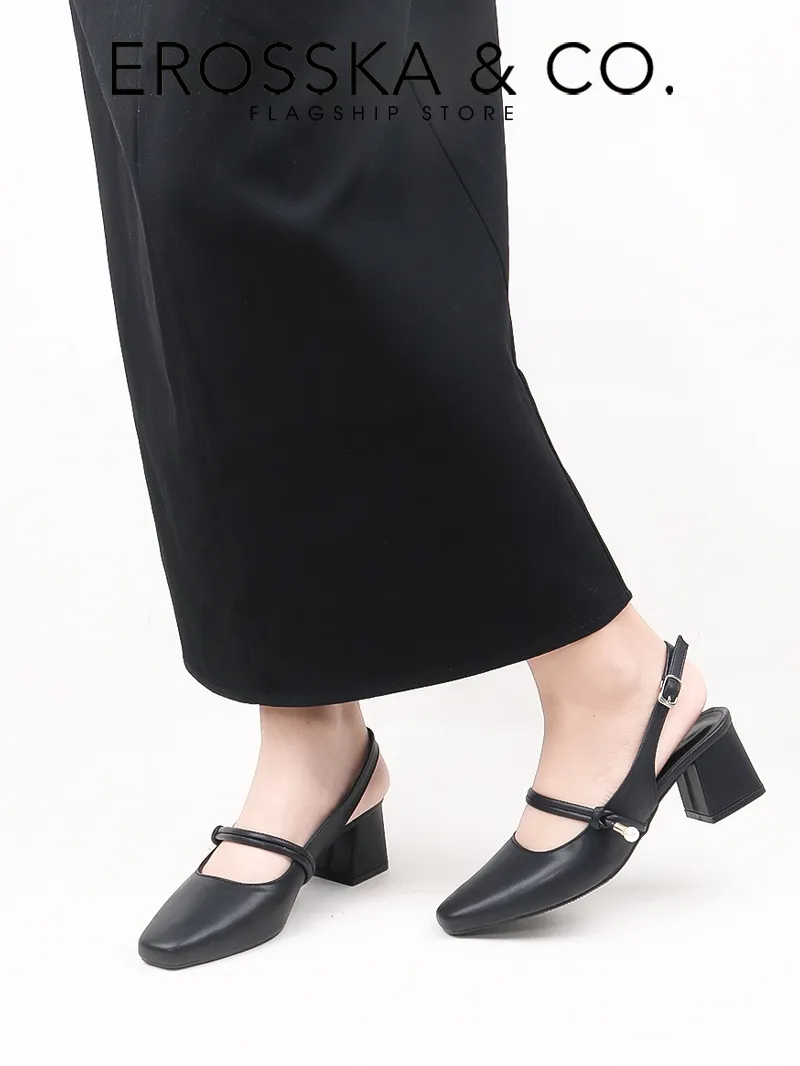 Ảnh Erosska - Giày cao gót nữ quai ngang đính hạt ngọc kiểu dáng thanh lịch cao 6cm màu kem - EL045 4