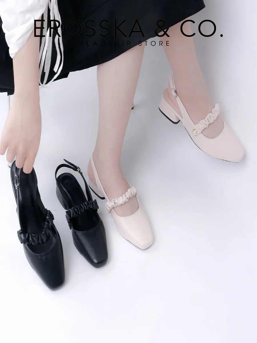 Ảnh Erosska - Giày cao gót quai ngang nhún ngọc cài hậu cao 3cm _ EL024 2