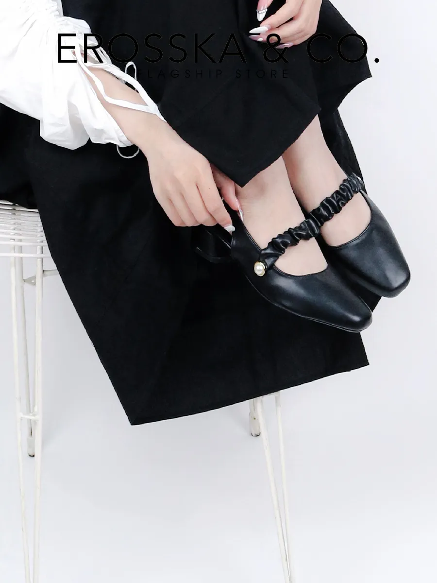 Ảnh Erosska - Giày cao gót quai ngang nhún ngọc cài hậu cao 3cm _ EL024 3