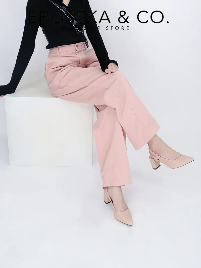 Ảnh Erosska - Giày cao gót  thời trang mũi nhọn phối dây hở gót cao 5cm - EH015 2
