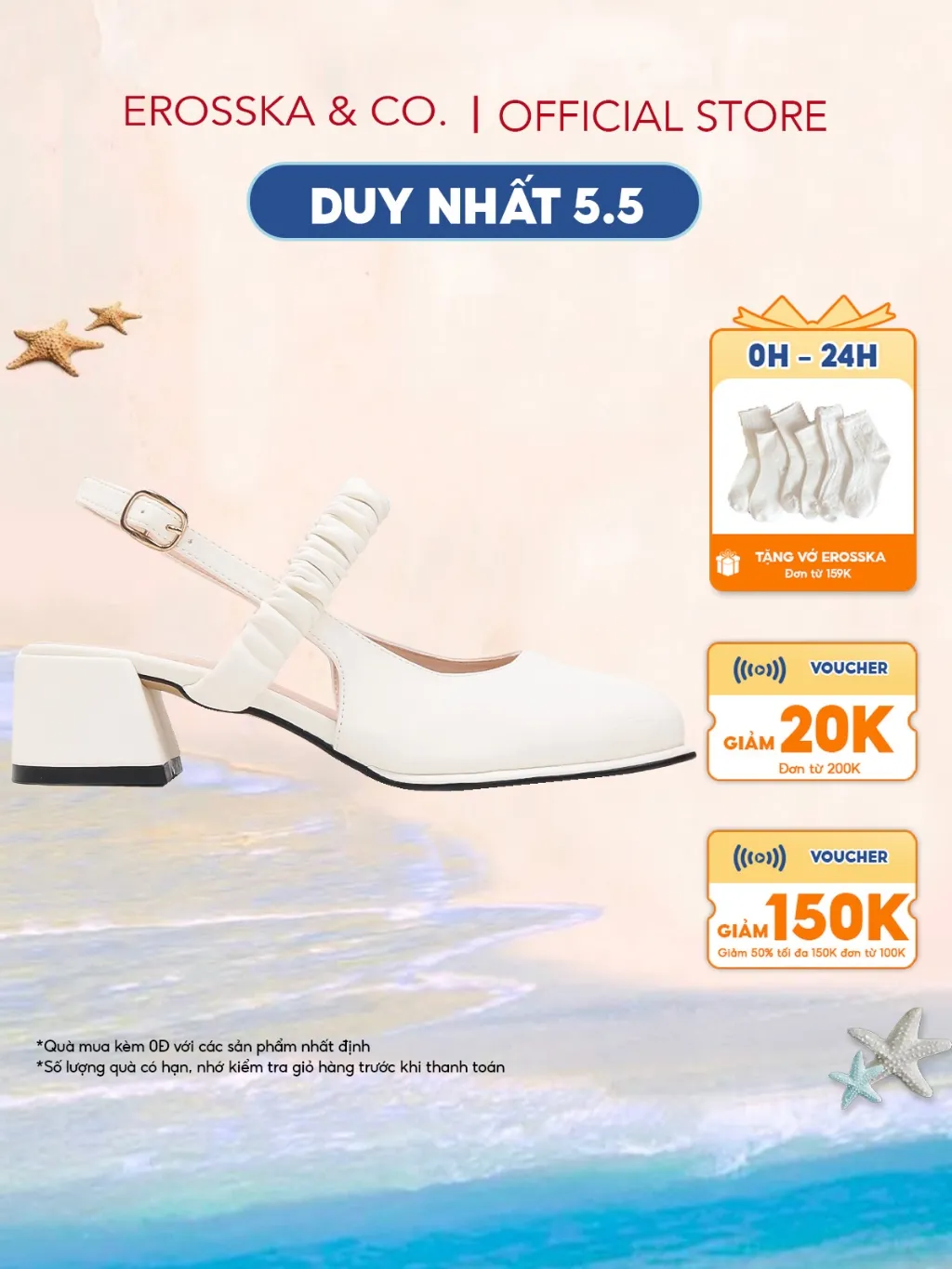 Ảnh Erosska - Giày cao gót thời trang, quai nhún phối ngang, mũi tròn, quai mềm cao 5cm _ EL040 1