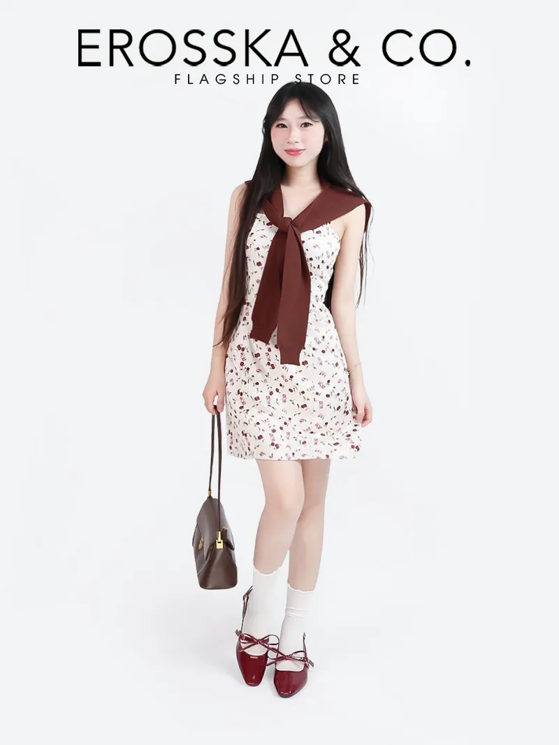Ảnh Erosska Lumina - Giày cao gót nữ lolita, quai ngang thắt nơ màu bạc cao 5cm - EL037 4