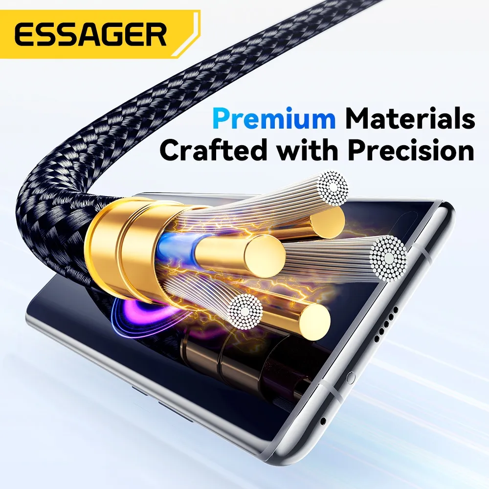 Ảnh Essager 120W & 6A Cáp Sạc Nhanh Nylon Bện Màn Hình Kỹ Thuật Số Nguồn Sạc Cho Xiaomi Huawei 4