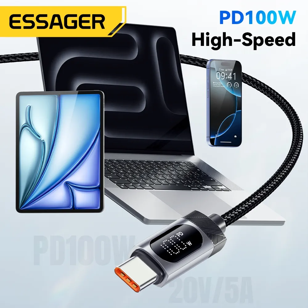 Ảnh Essager Cáp sạc nhanh Usb-A / Type-C sang Type-C Dòng điện cao Chip đánh dấu điện tử nâng cấp cho IP / Android 1