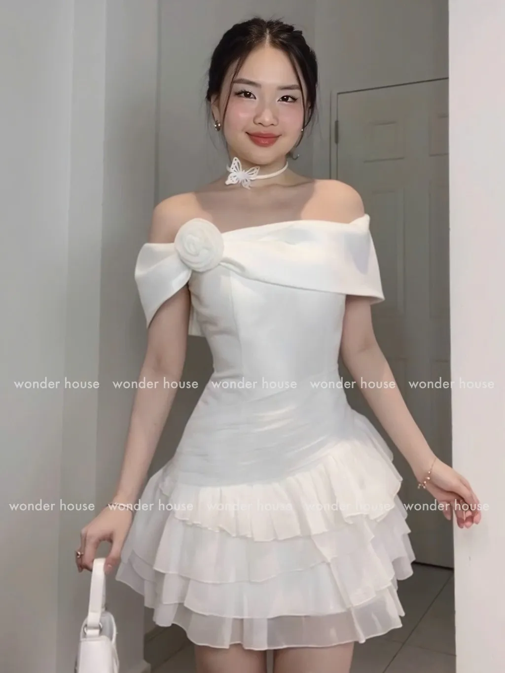 Ảnh Esther Dress Wonderhouse Đầm trễ vai tùng xòe nhiều tầng chất vải dày dặn dự tiệc, dạo phố nữ tính sang trọng 2