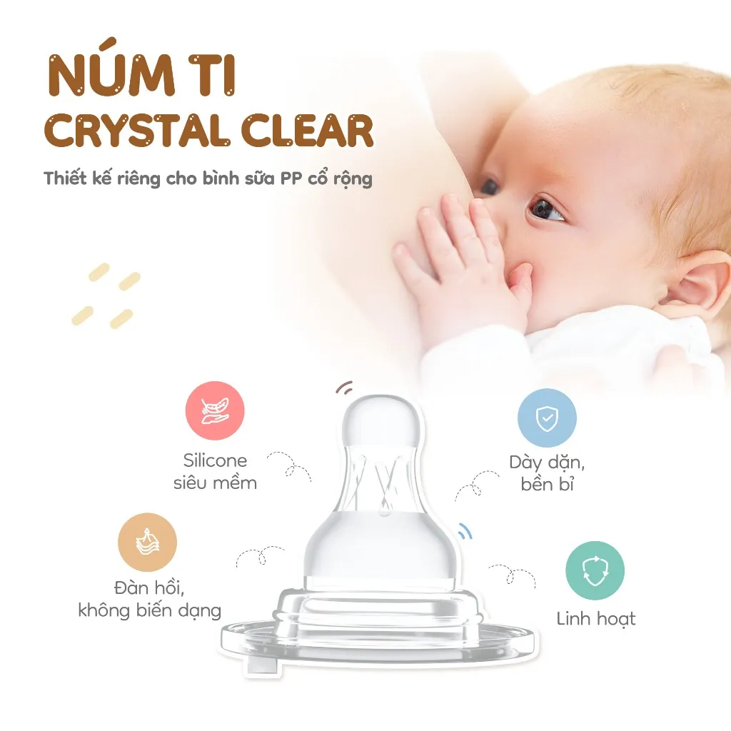 Ảnh Farlin Bình sữa PP cổ rộng dễ vệ sinh, núm ti silicone siêu mềm chống đầy hơi cho bé 4