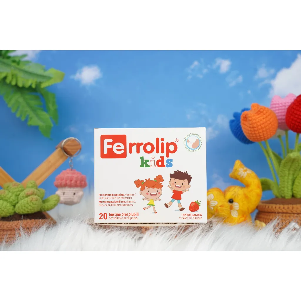 Ảnh Ferrolip Kids Sắt Sinh Học Dạng Bột Hấp Thu Toàn Diện Vị Dâu Thơm Ngon Hộp 20 Gói 1