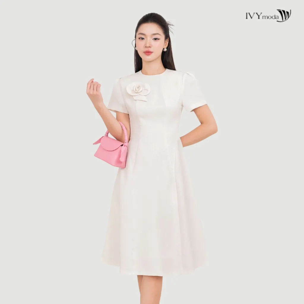 Ảnh Flower Accent Dress - Đầm xòe Oganza, Đầm công sở dự tiệc nữ IVY moda MS 48T0245 1