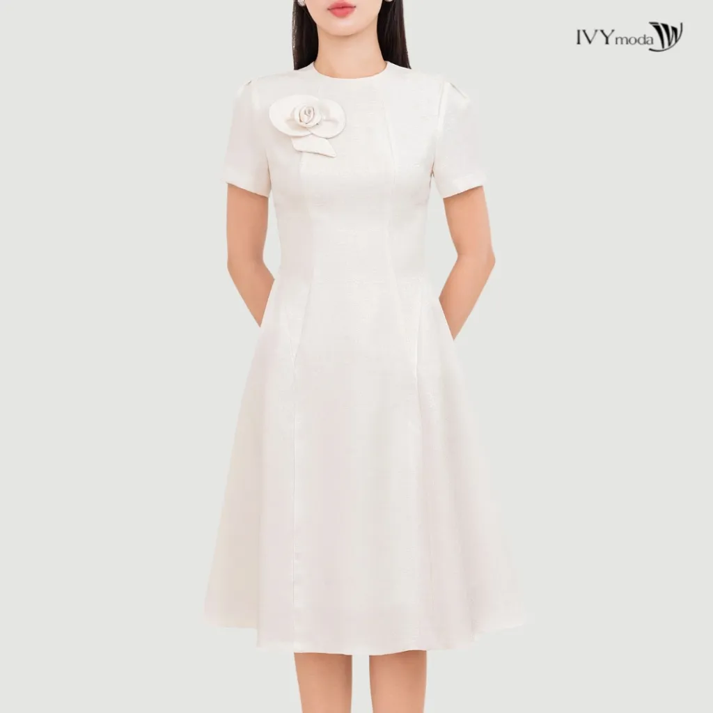 Ảnh Flower Accent Dress - Đầm xòe Oganza, Đầm công sở dự tiệc nữ IVY moda MS 48T0245 2
