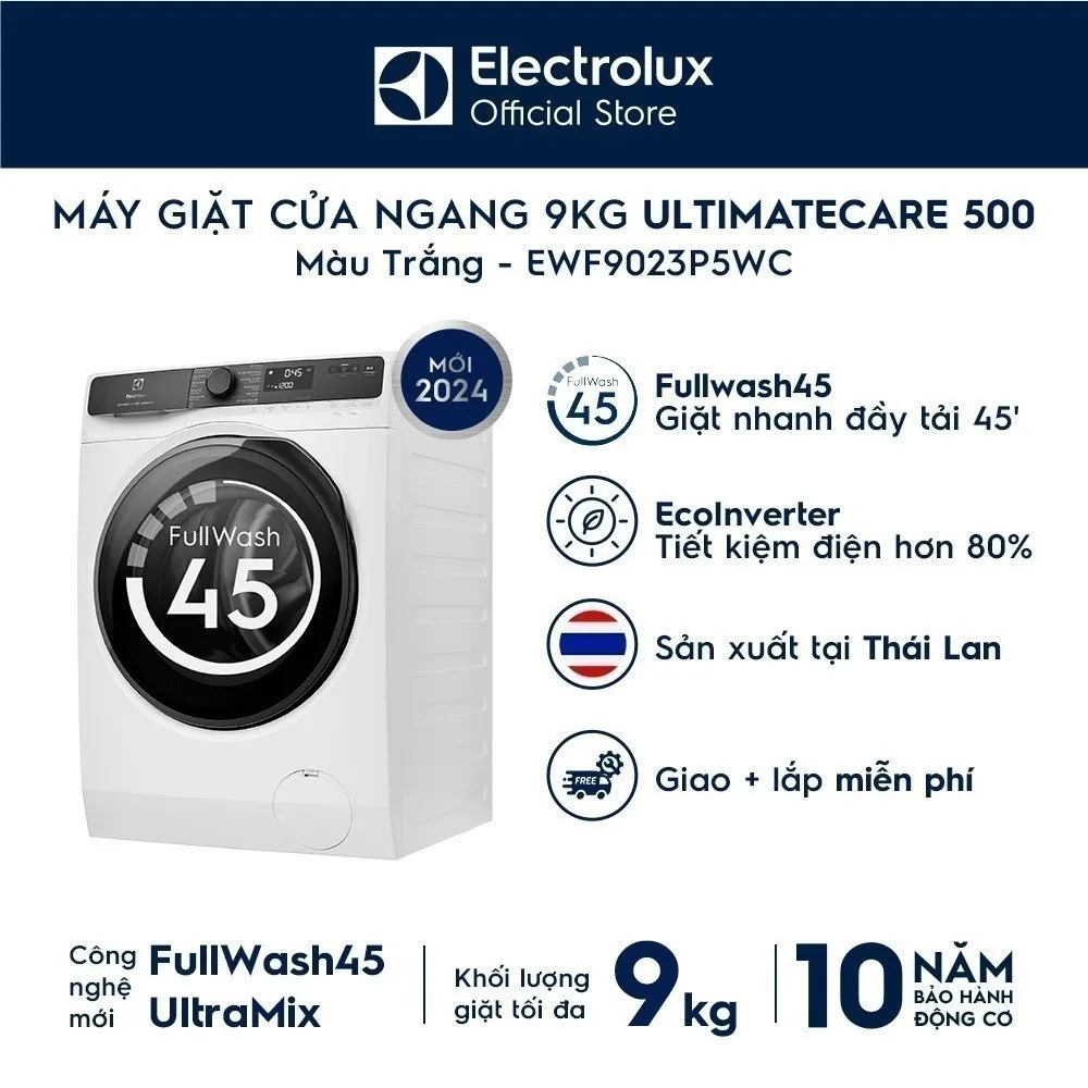 Ảnh Free giao lắp - Máy giặt cửa ngang Electrolux 9kg UltimateCare 500 - Trắng EWF9023P5WC 1