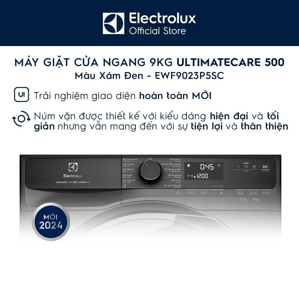 Ảnh Free giao lắp - Máy giặt cửa ngang Electrolux 9kg UltimateCare 500 - Xám đen Onyx EWF9023P5SC 3