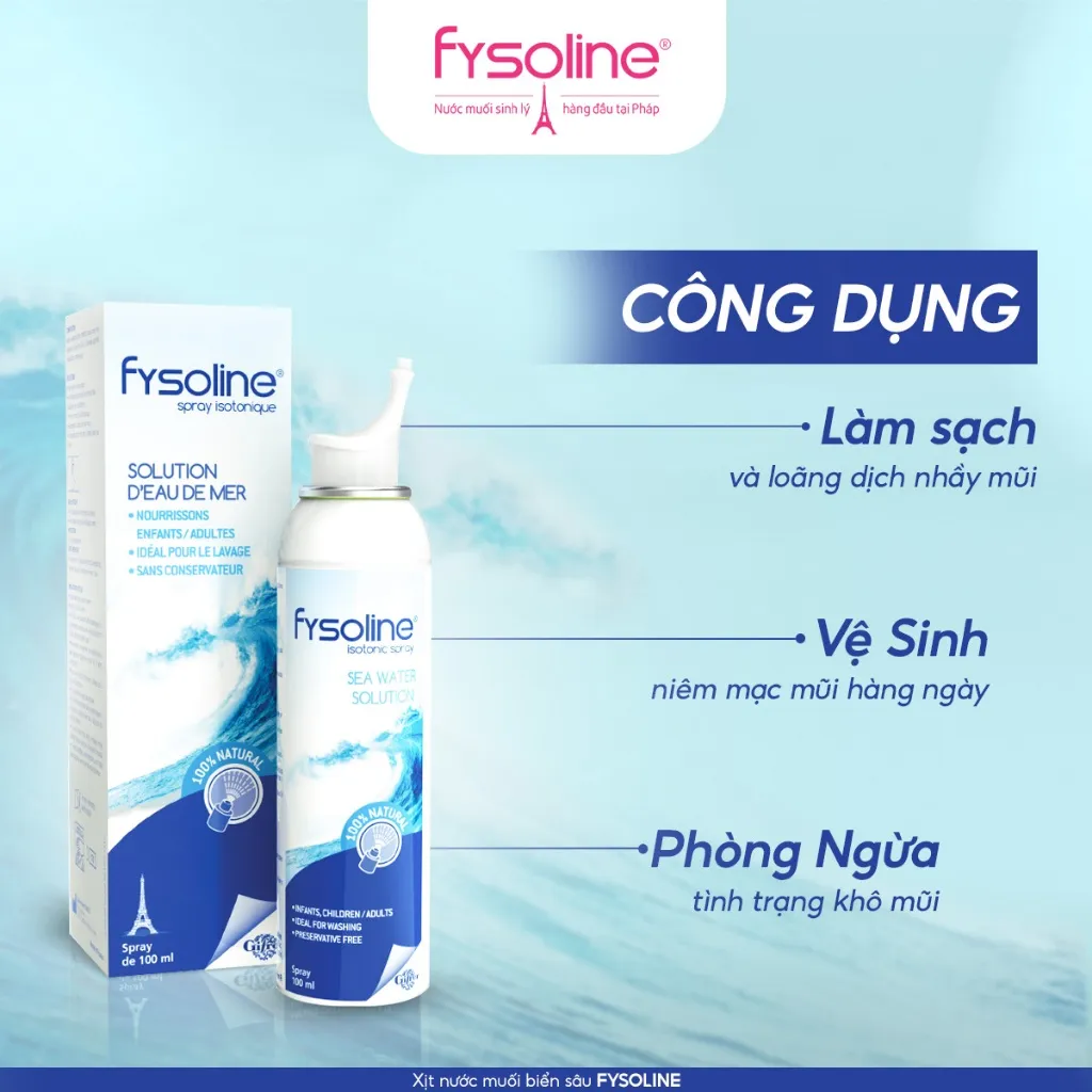 Ảnh Fysoline - Xịt nước muối biển sâu Pháp 100ml - Vệ sinh, giữ ẩm, cân bằng sinh lý niêm mạc mũi 2
