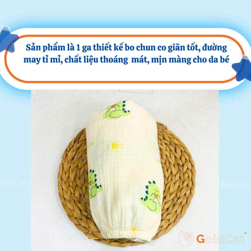 Ảnh Ga Cũi Cho Bé GOLDCAT Cắt Theo Kích Thước Yêu Cầu, Chất Liệu Cotton Mềm Mát, An Toàn Cho Bé 4